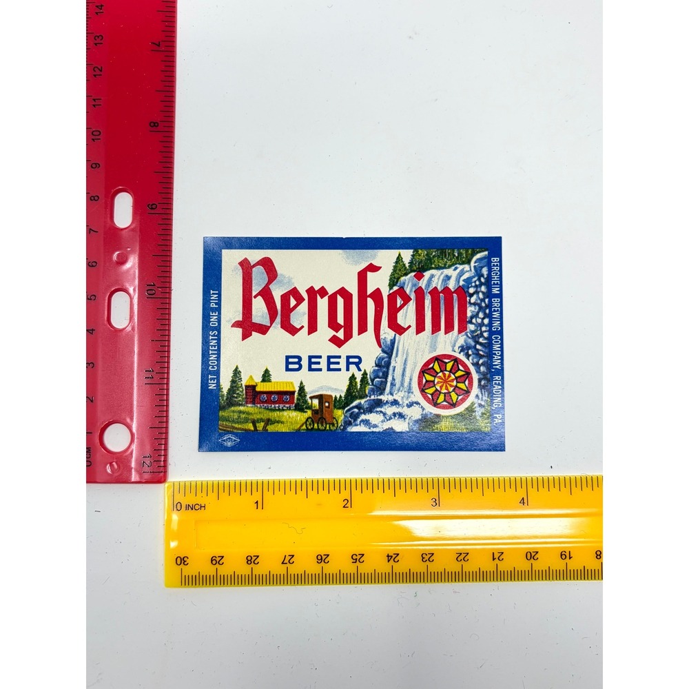 Lot of 10 Vintage Bergheim Beer Labels Reading PA Brewery Scenic Waterfall